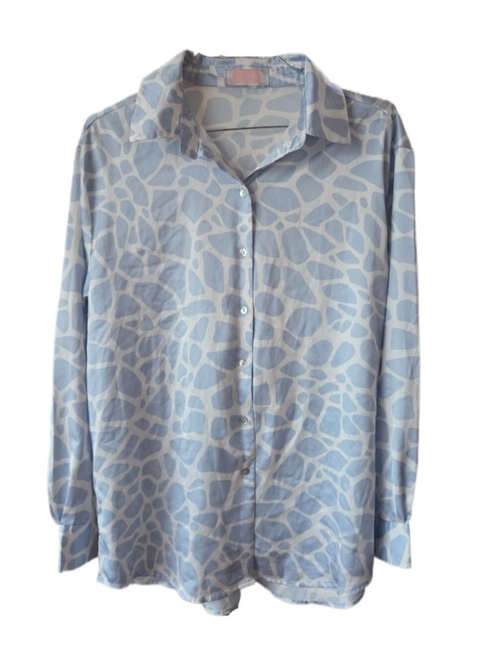 C + D + M Women's Soft Sky Blue & White Button Down Blouse